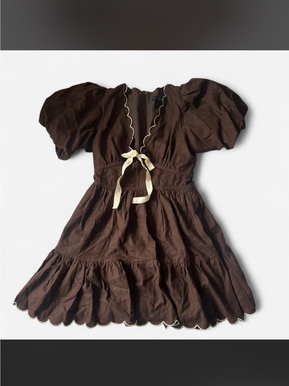 House of Harlow 1960 Brown Dress with Cream Trim